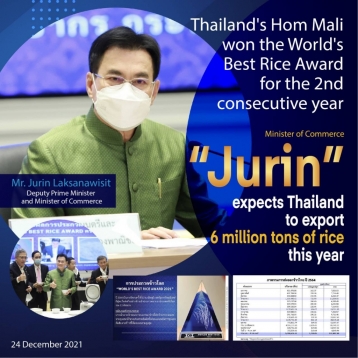 Thailand’s Hom Mali won the World’s Best Rice Award for the 2nd consecutive year.